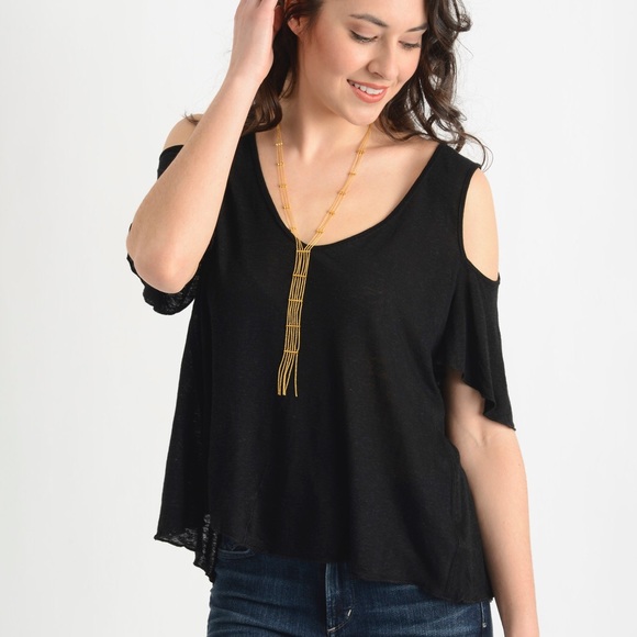 Free People Tops - Free People Top Cold Shoulder Black Size Large NWT